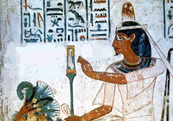 Amenemope enjoying his perfume cone.