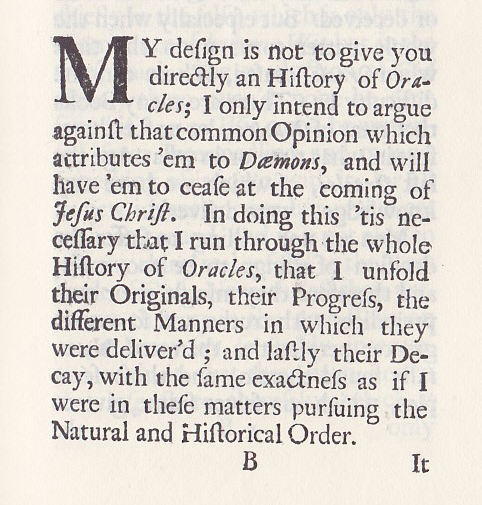 Fontenelle, "History of Oracles," p1.