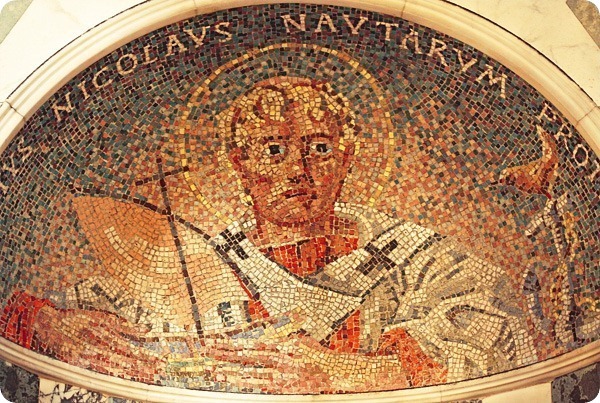 "Sanctus Nicholaus, Nautarum Protector" (Saint Nicholas, Protector of Sailors) Mosaic of St Nicholas in Westminster Cathedral in London. Photo by Fr Lawrence Lew http://gcaptain.com/maritime-monday-dec-twentyfourth-twentytelve-christmas/