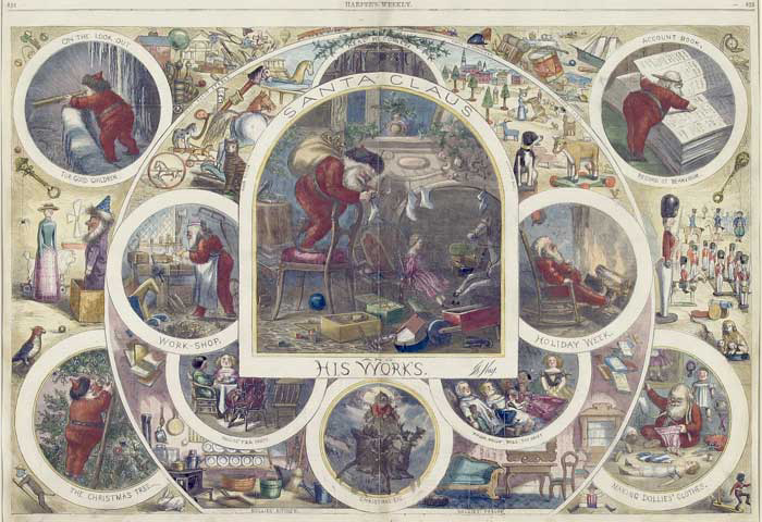 Thomas Nast, "Santa Claus and His Works," Wood engraving, 1866
